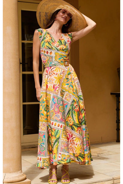 Canary Maxi Wrap Dress - Mango Paisley Tile