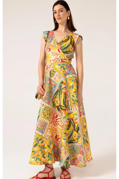 Canary Maxi Wrap Dress - Mango Paisley Tile