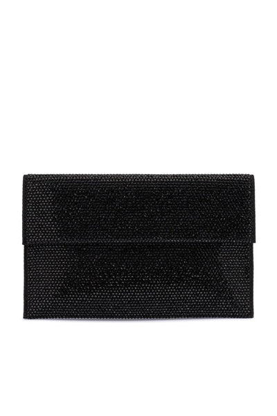 Cara Crystal Envelope Clutch - Black