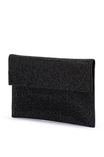 Cara Crystal Envelope Clutch - Black