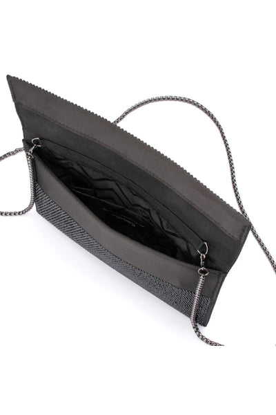 Cara Crystal Envelope Clutch - Black