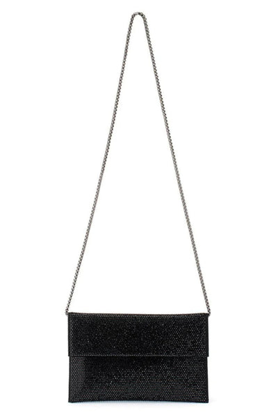 Cara Crystal Envelope Clutch - Black
