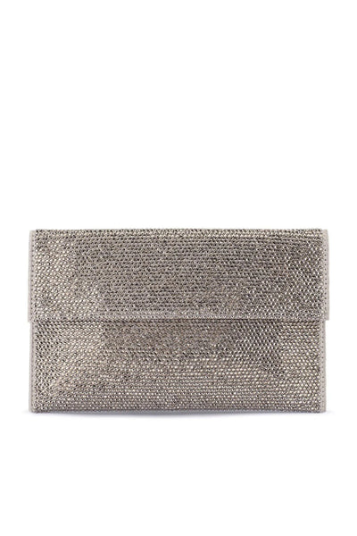 Cara Crystal Envelope Clutch - Gunmetal