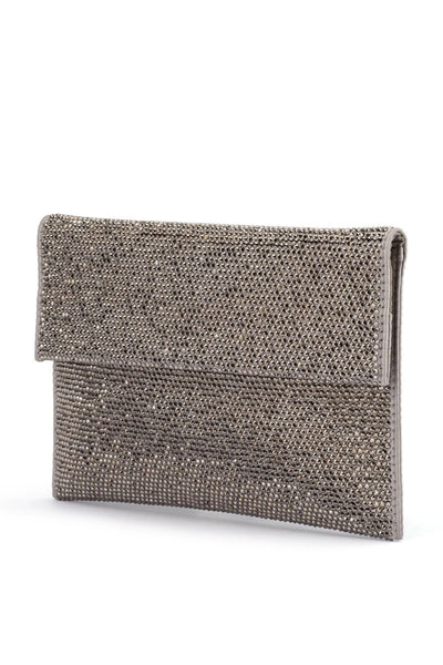Cara Crystal Envelope Clutch - Gunmetal