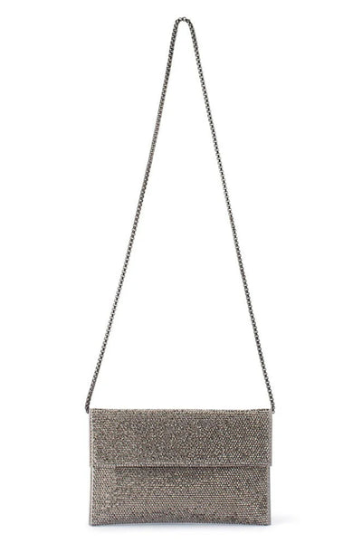 Cara Crystal Envelope Clutch - Gunmetal