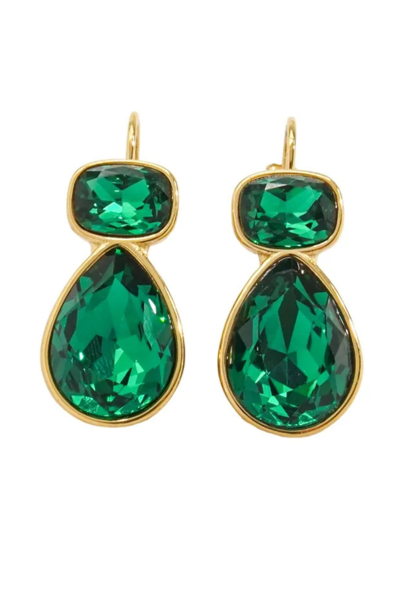 Cary Crystal French Hook Earrings - Emerald