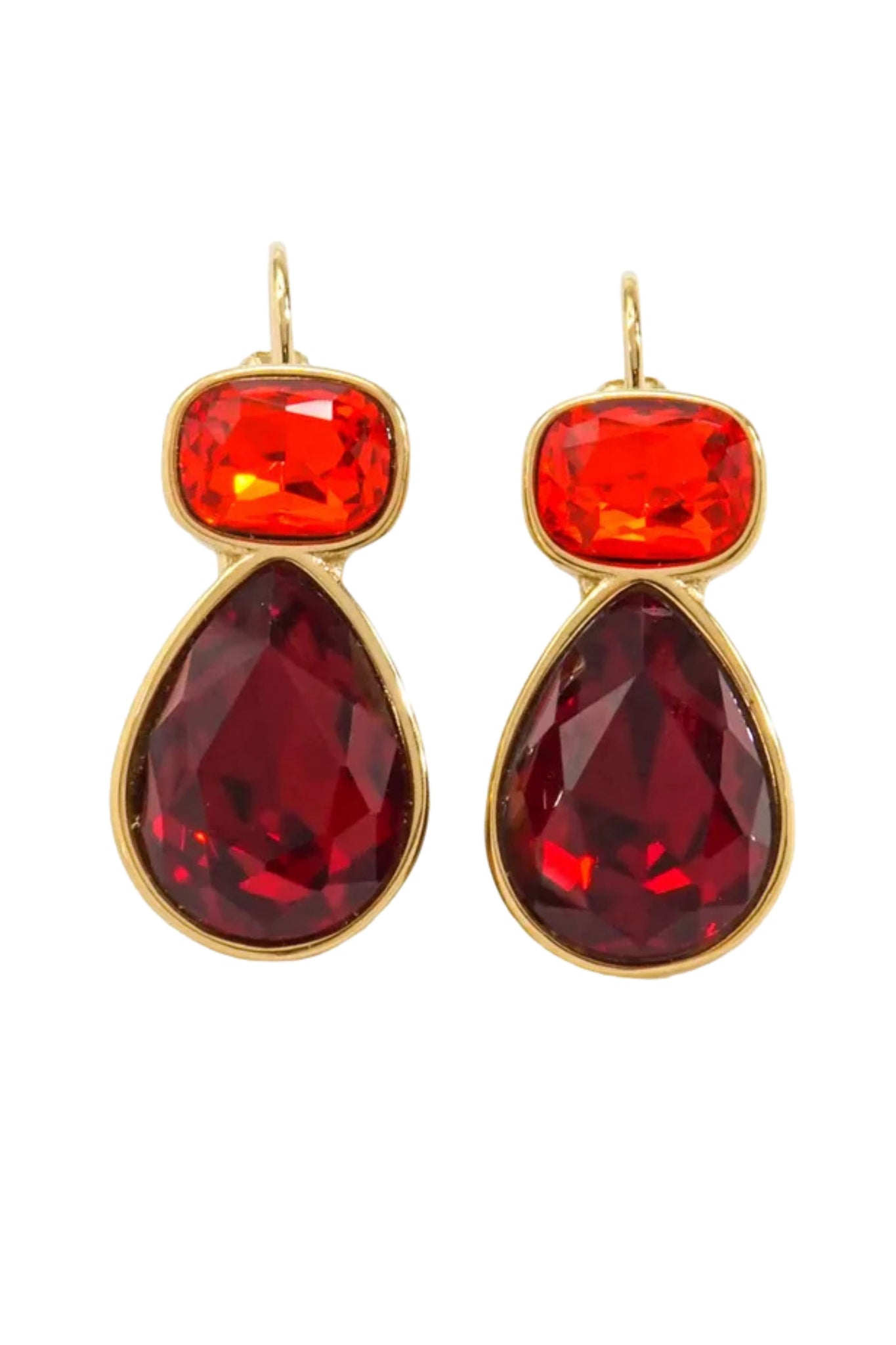 Cary Crystal French Hook Earrings - Red