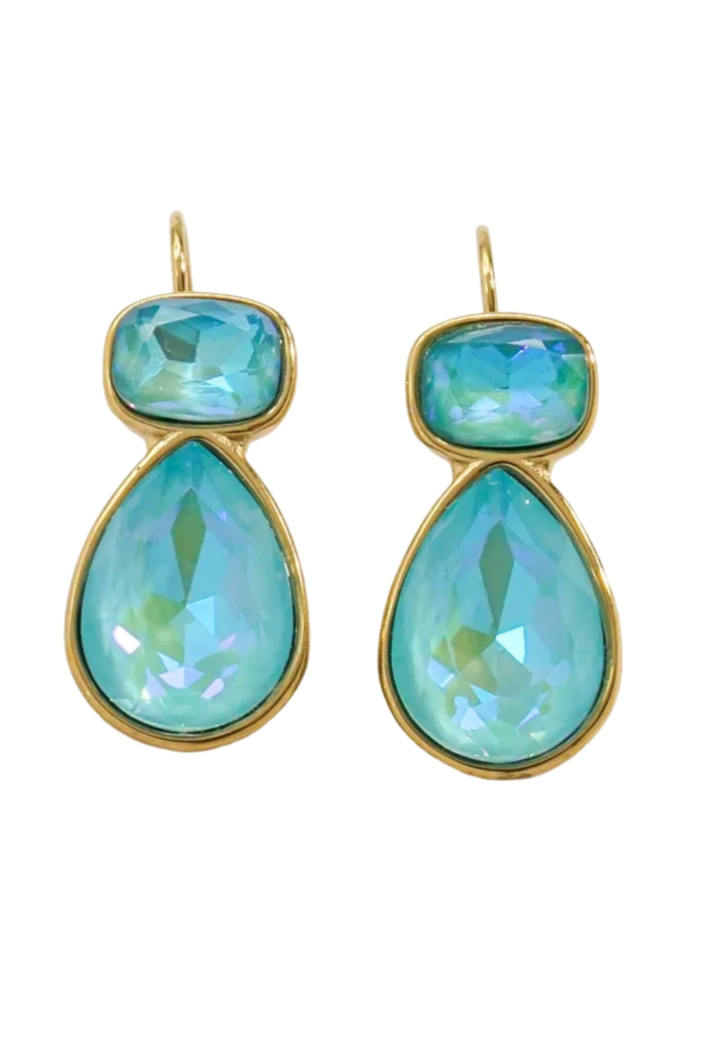 Cary Crystal French Hook Earrings - Aqua