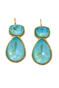 Cary Crystal French Hook Earrings - Aqua