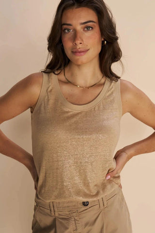 Casa Foil Tank Top - Sesame Gold