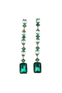 Catherine Crystal Drop Event Earrings - Emerald Green