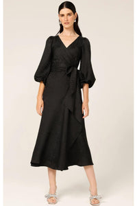 Chateau Wrap Dress - Black Jacquard SIZE 8 ONLY