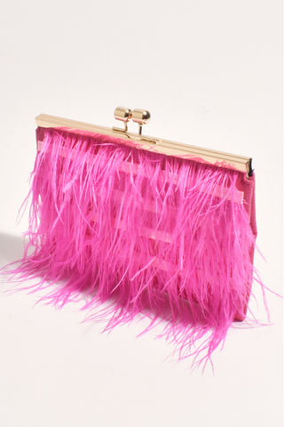 Cher Feather Floaty Clutch - Fuchsia Pink