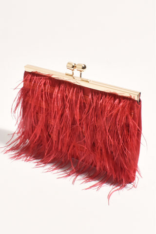 Cher Feather Floaty Clutch - Red