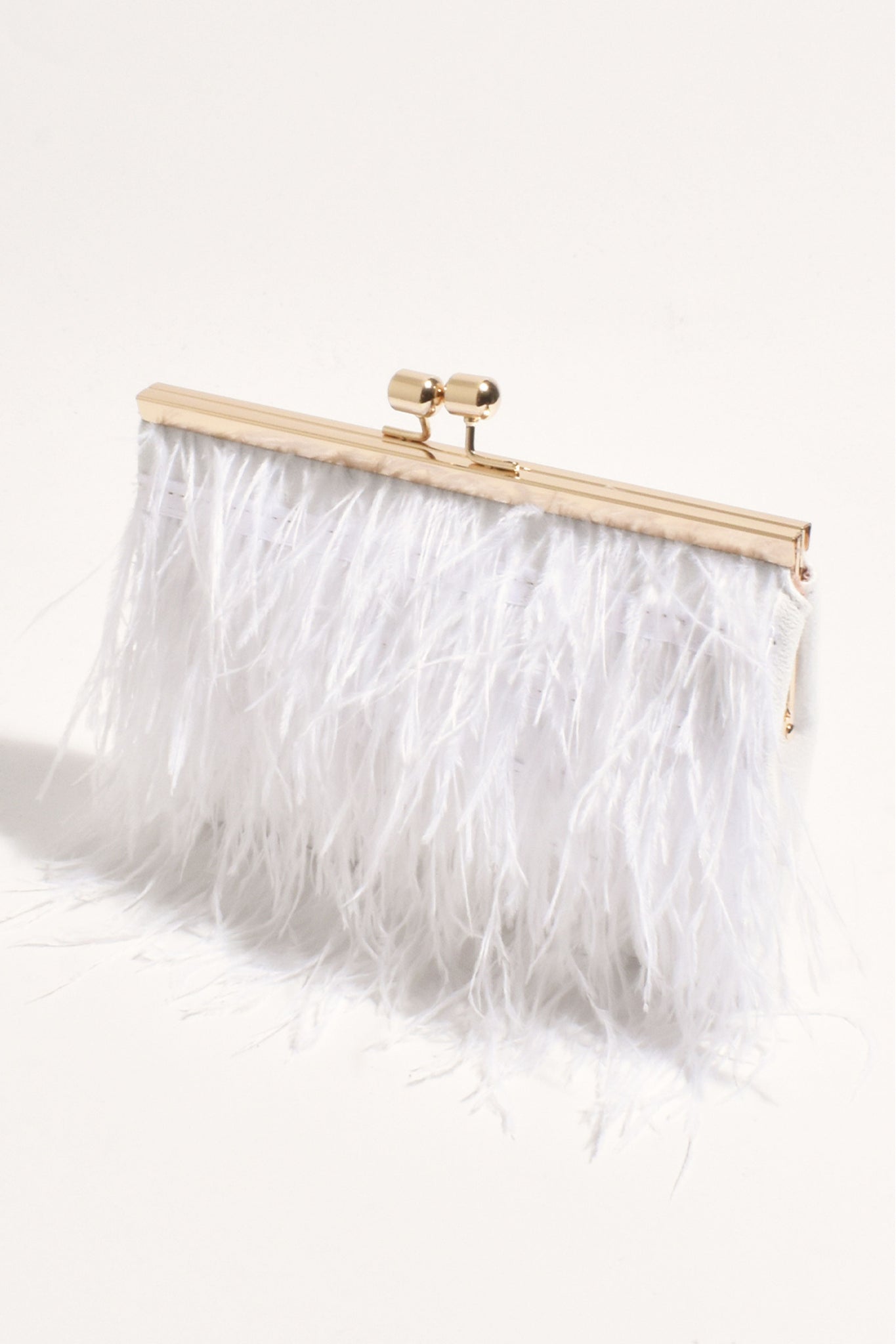 Cher Feather Floaty Clutch - White