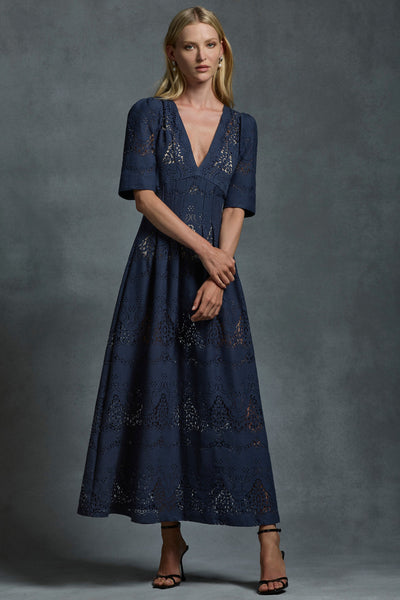 Chiara Lace Midi Dress - Midnight Navy