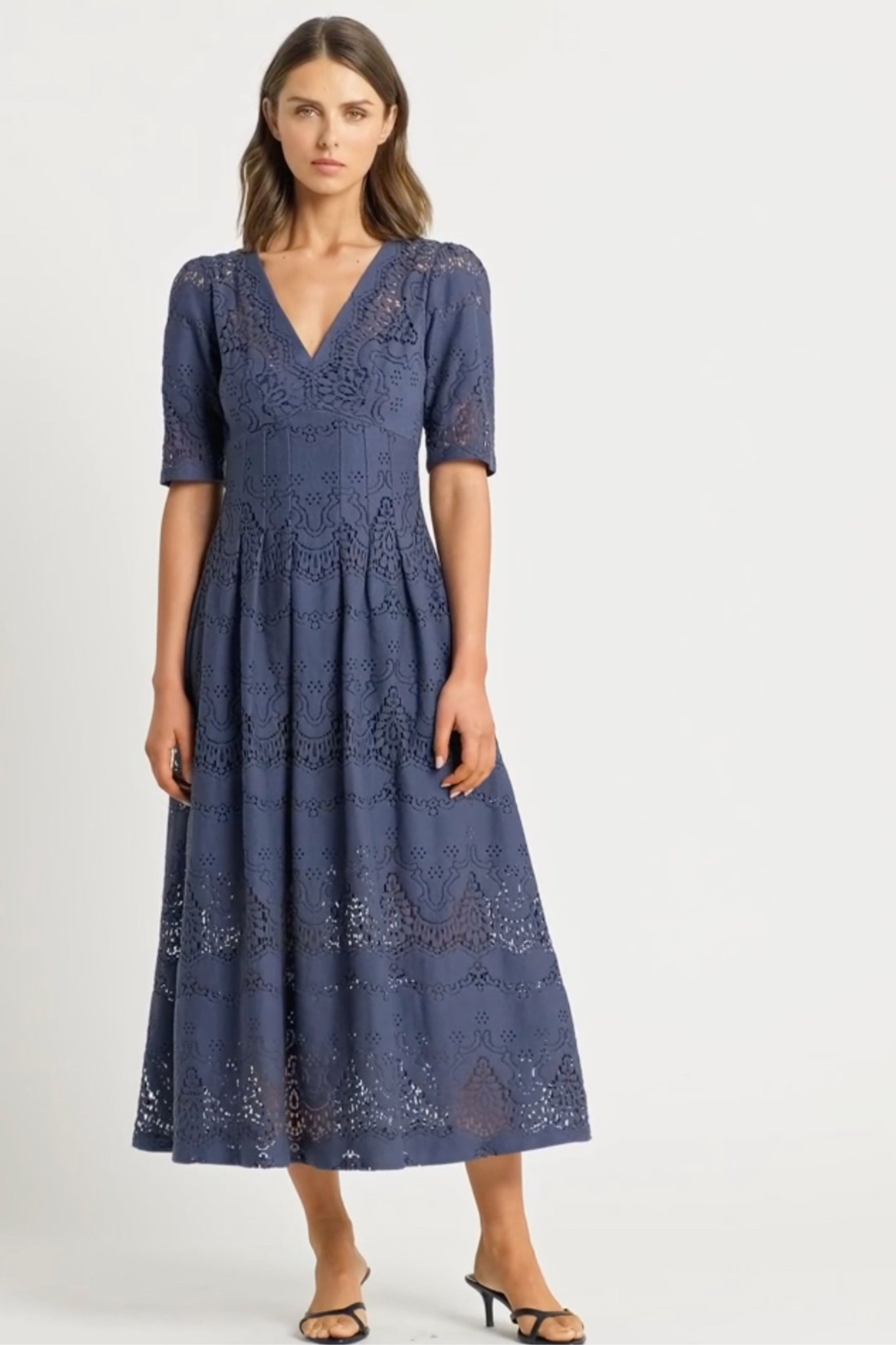 Chiara Lace Midi Dress - Midnight Navy