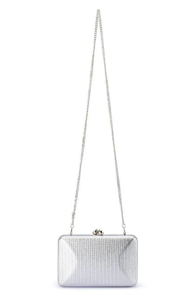 Chica Metallic Textured Clutch - Silver