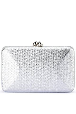 Chica Metallic Textured Clutch - Silver