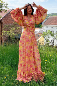 Chiffon Wrap Gown - Sunrise SIZE 8/10 ONLY