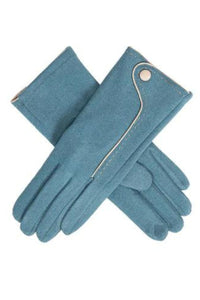 Chloe Touchscreen Contrast Detail Gloves - Saxe Blue