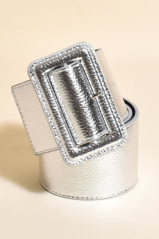 Chunky Self-Covered Belt - Silver