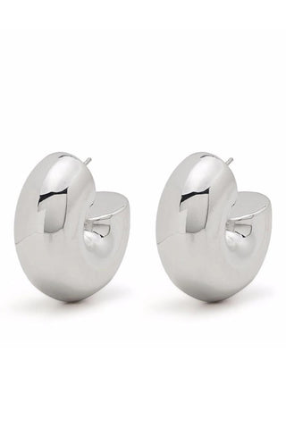 Chunky Tube Hoop Earrings - Silver