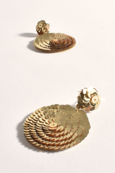Circle Drop Sequin Earrings - Gold