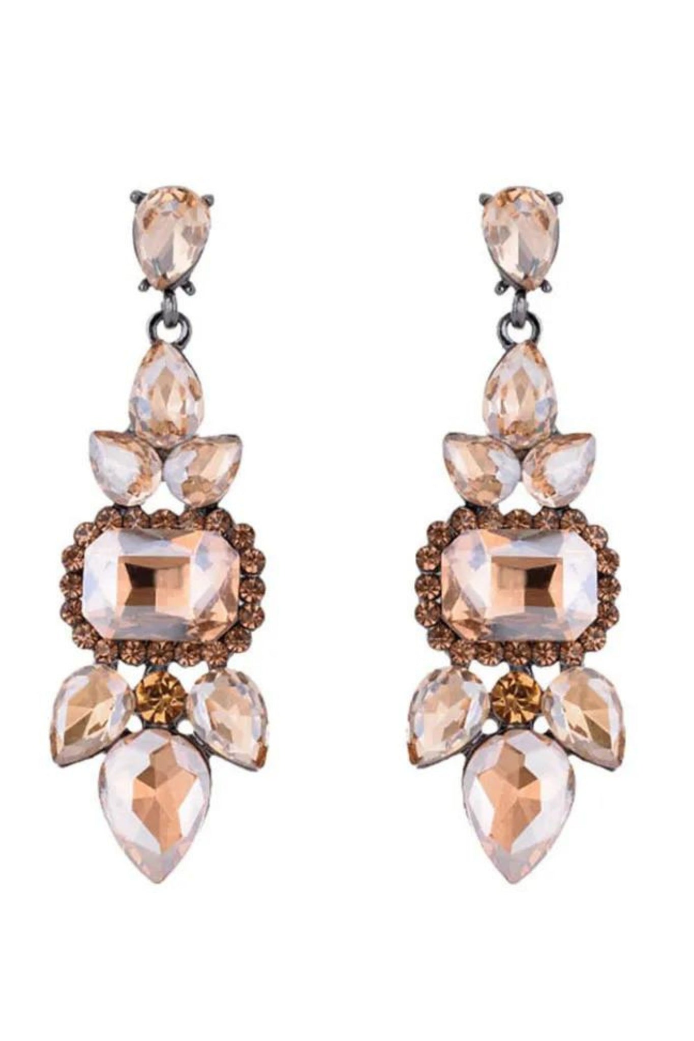 Clarisse Crystal Event Drop Earrings - Champagne
