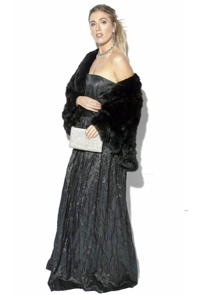 Classic Rabbit Fur Evening Cape - Black