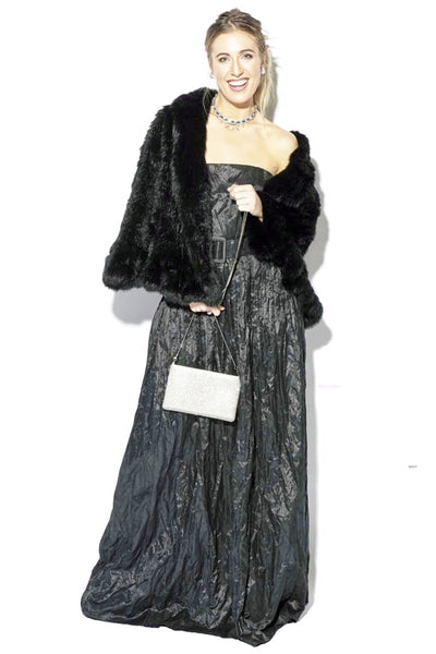 Classic Rabbit Fur Evening Cape - Black