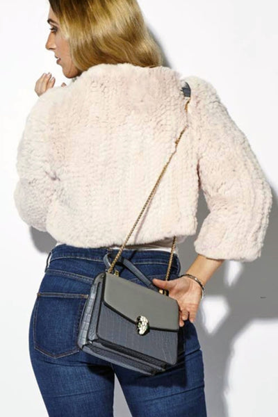 Classic Rabbit Fur Long Sleeve Waistcoat - Blush Pink
