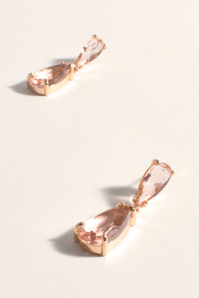 Classic Teardrop Jewel Earrings - Pink Gold