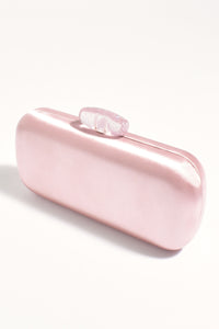 Claudette Satin Structured Clutch - Pale Pink