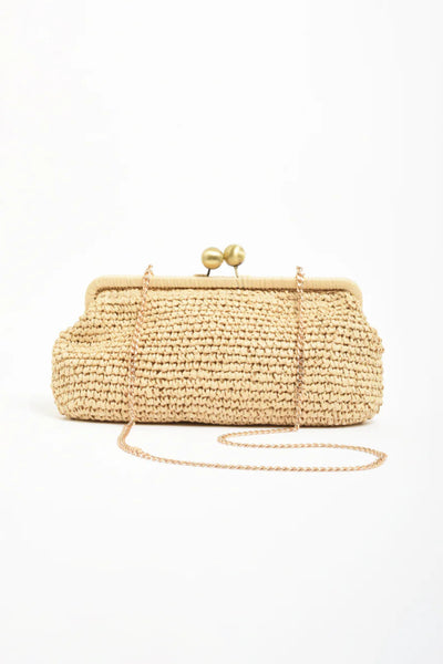 Clip Top Elongated Clutch - Natural