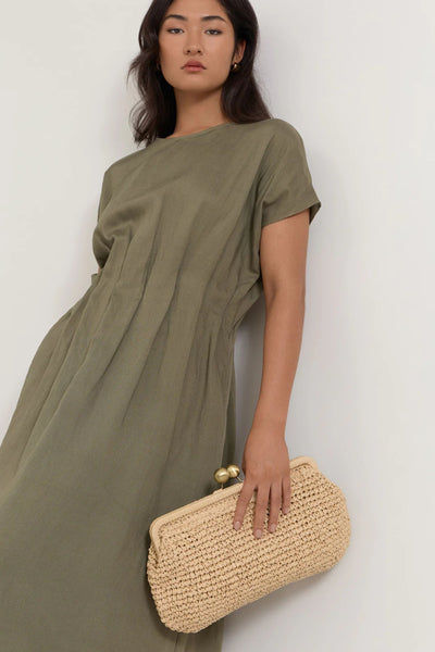 Clip Top Elongated Clutch - Natural
