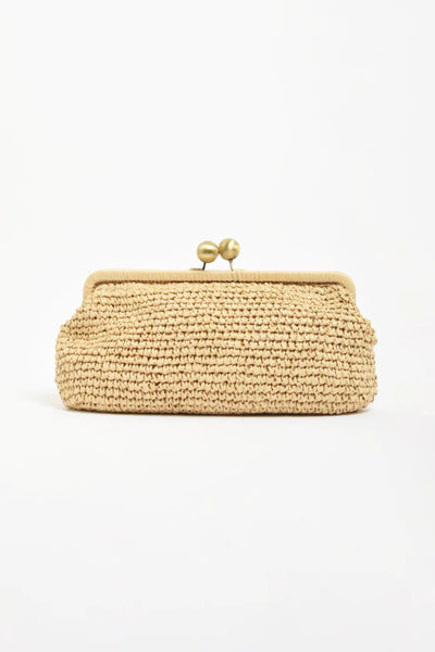 Clip Top Elongated Clutch - Natural