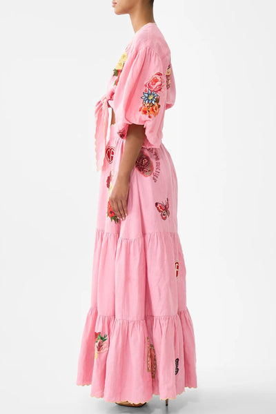 Long High Waisted Tiered Skirt - Collage Kingdom