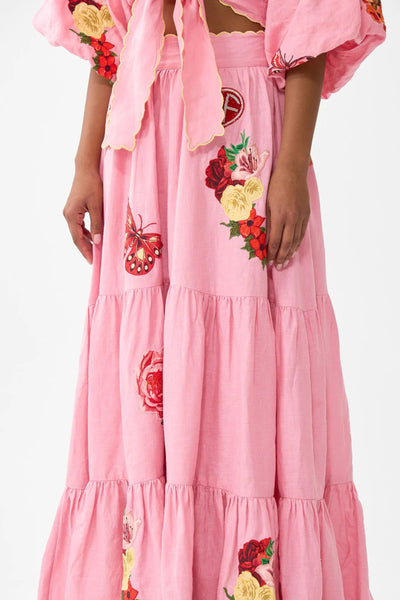 Long High Waisted Tiered Skirt - Collage Kingdom