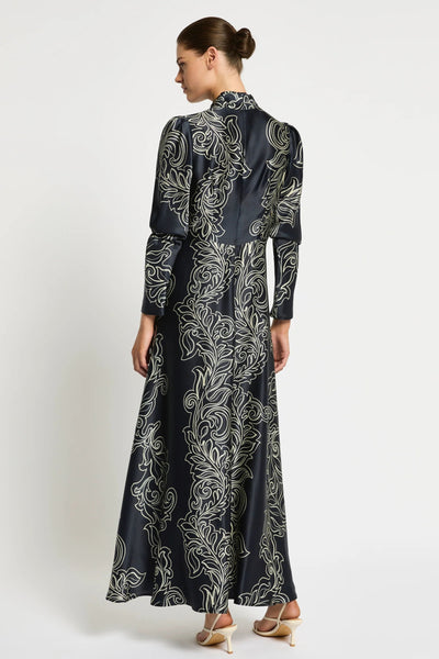 Constance L/S Maxi - Dark Ink - Cream