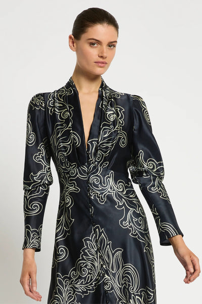 Constance L/S Maxi - Dark Ink - Cream