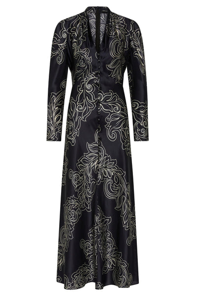 Constance L/S Maxi - Dark Ink - Cream