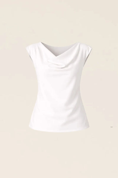 Cowl Bias Top - White