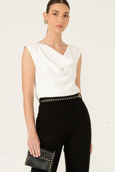 Cowl Bias Top - White