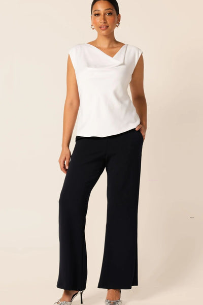 Cowl Bias Top - White