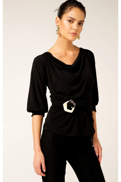 Cowl Tie Drape Top - Black