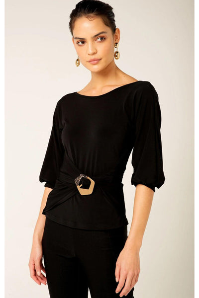 Cowl Tie Drape Top - Black