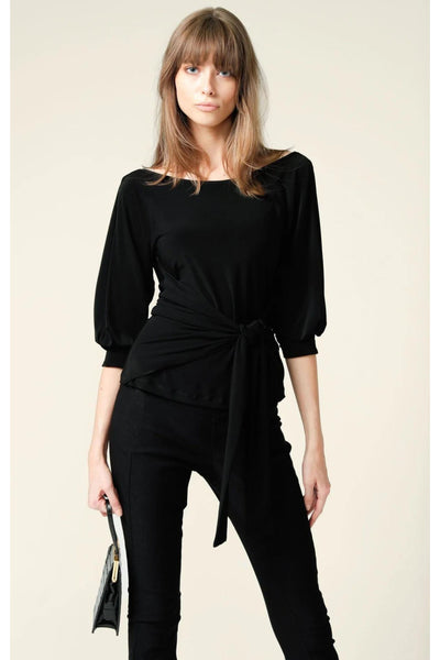 Cowl Tie Drape Top - Black