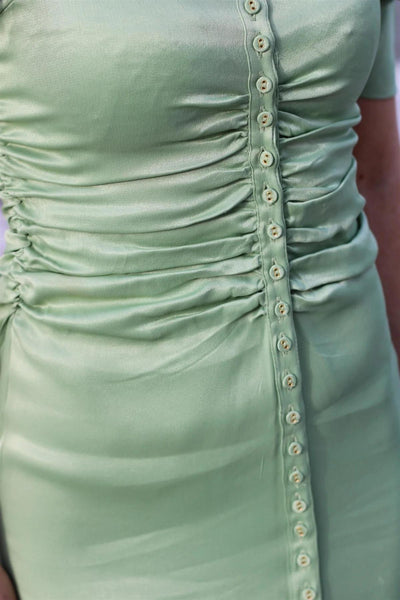 Crepe Satin Maxi Dress - Green