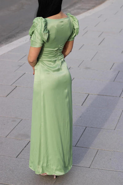 Crepe Satin Maxi Dress - Green